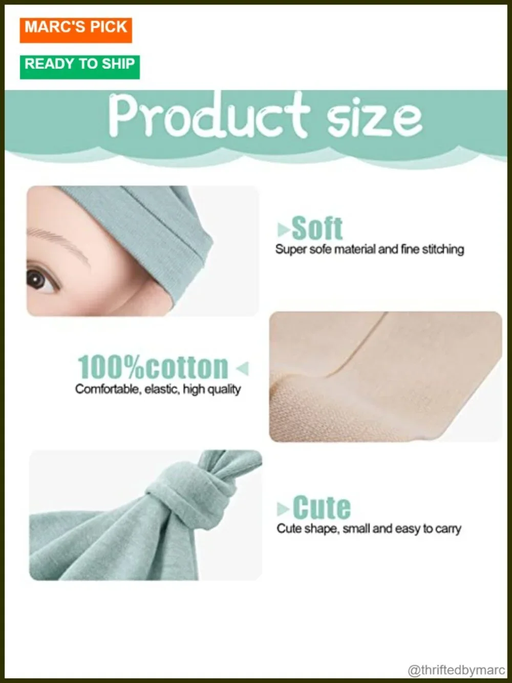 Baby Newborn Hats Set Stretchy Knot Beanie Infant Cap 10 Colors 0-6 Months